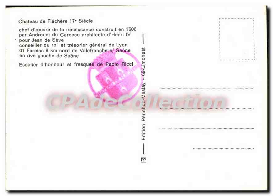 Château de Fléchère — honor staircase and frescoes — Perichon-Meslay Edition - 69-Limonest — Back