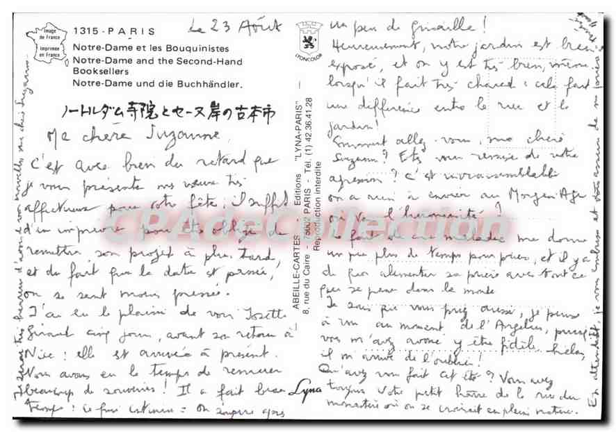 Notre-Dame y los Bouquinistas — Ediciones L'YNA - PARIS — Reverso