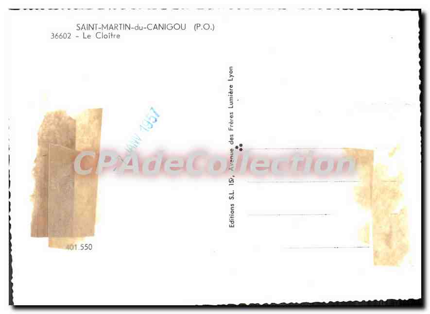 CPM Saint Martin du Canigou Le Cloitre — Verso