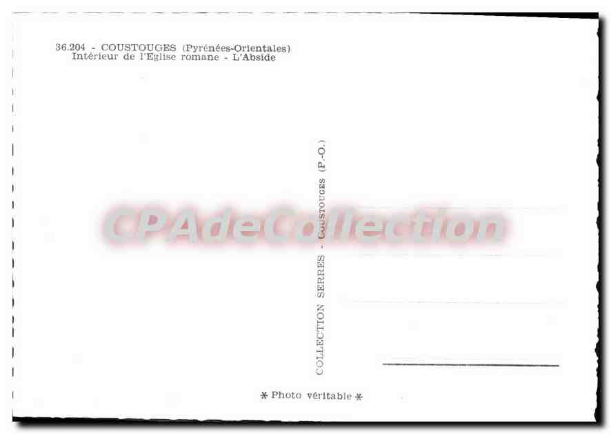 CPM Coustouges Interieur de l'Eglise Romane l'Abside — Verso