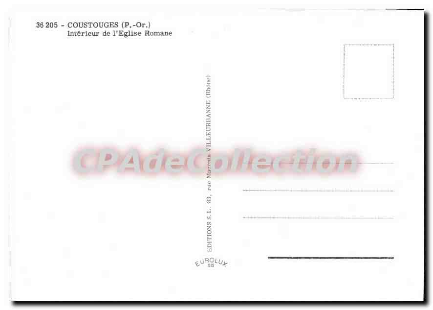 CPM Coustouges Interieur de l'Eglise Romane l'Abside — Verso