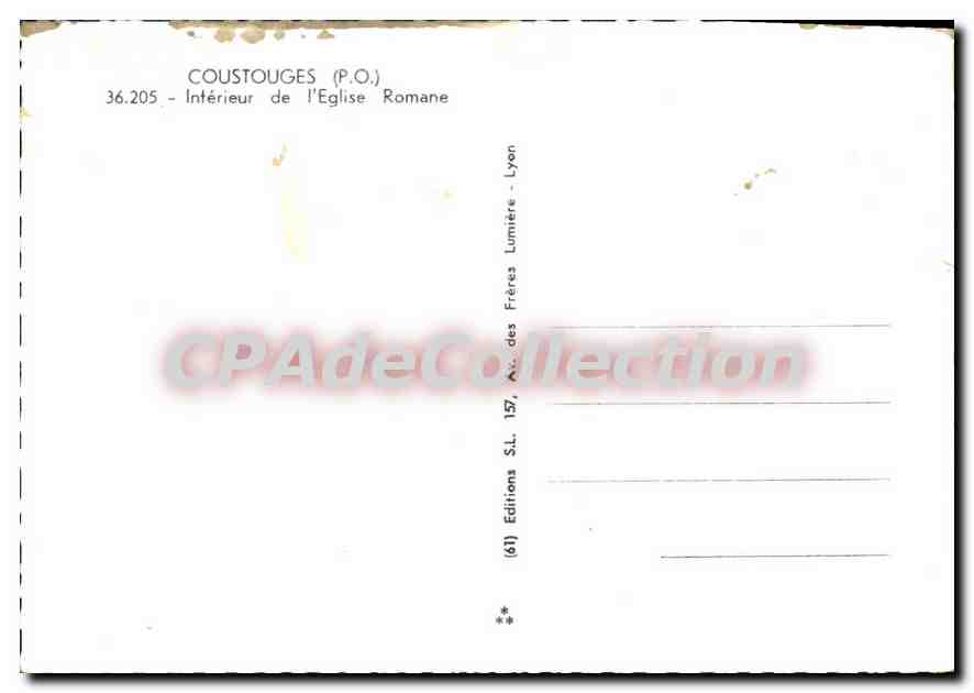 CPM Coustouges Interieur de l'Eglise Romane l'Abside — Verso