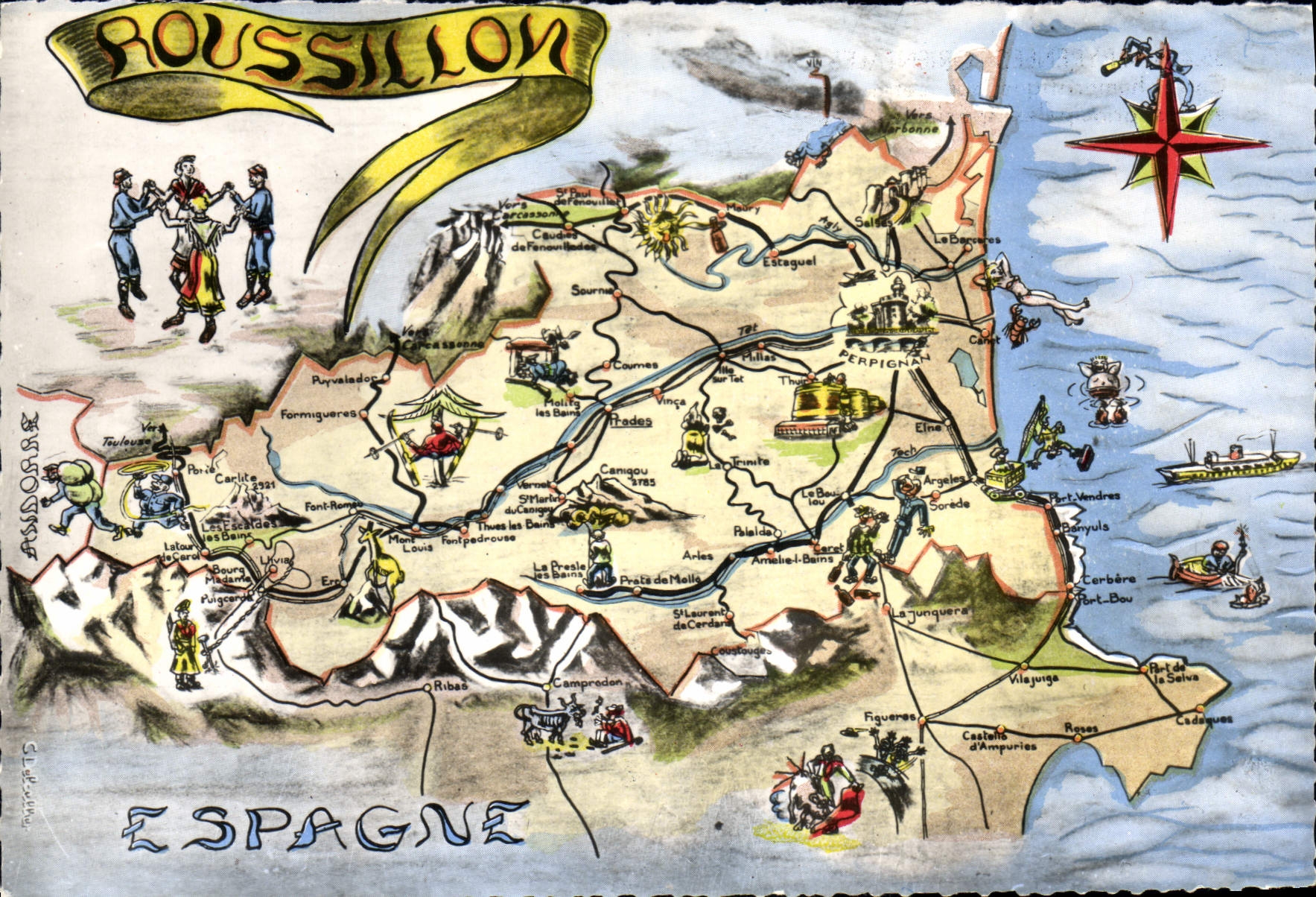 CPM Pyrenees Orientales Carte Humoristique sur cette region et ses principales specialités