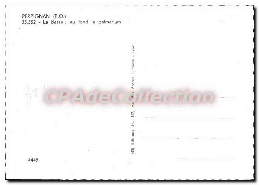 CPM Perpignan La Basse au fond le Palmarium — Rückseite