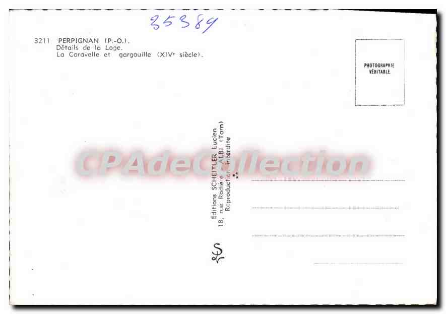 CPM Perpignan Details de la Loge La Caravelle et gargouille — Rückseite