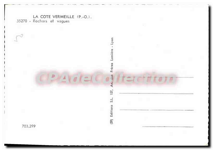 CPM La Cote Vermeille Rochers et Vagues — Verso
