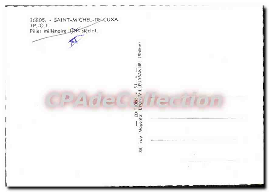 CPM Saint Michel De Cuxa Pilier Millenaire — Verso