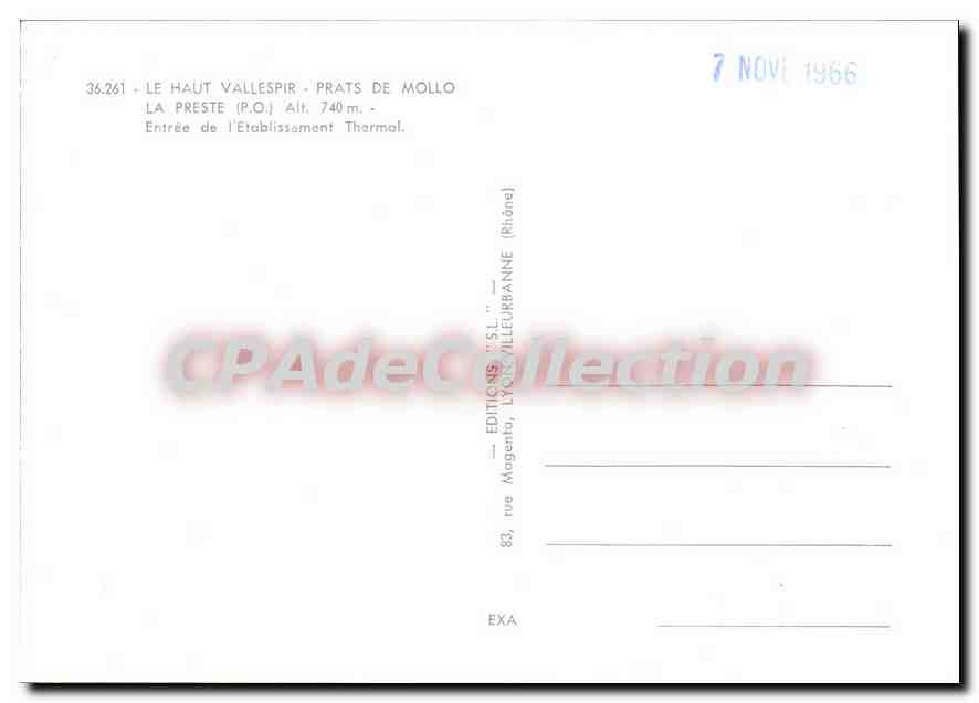 CPM Le Haut Vallespir Prats De Mollo La Preste Entree de l'Etablissement Thermal — Verso