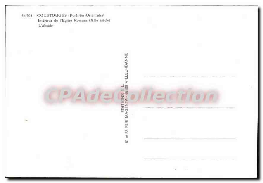 CPM Coustouges Interieur de l'Eglise Romane L'Abside — Verso