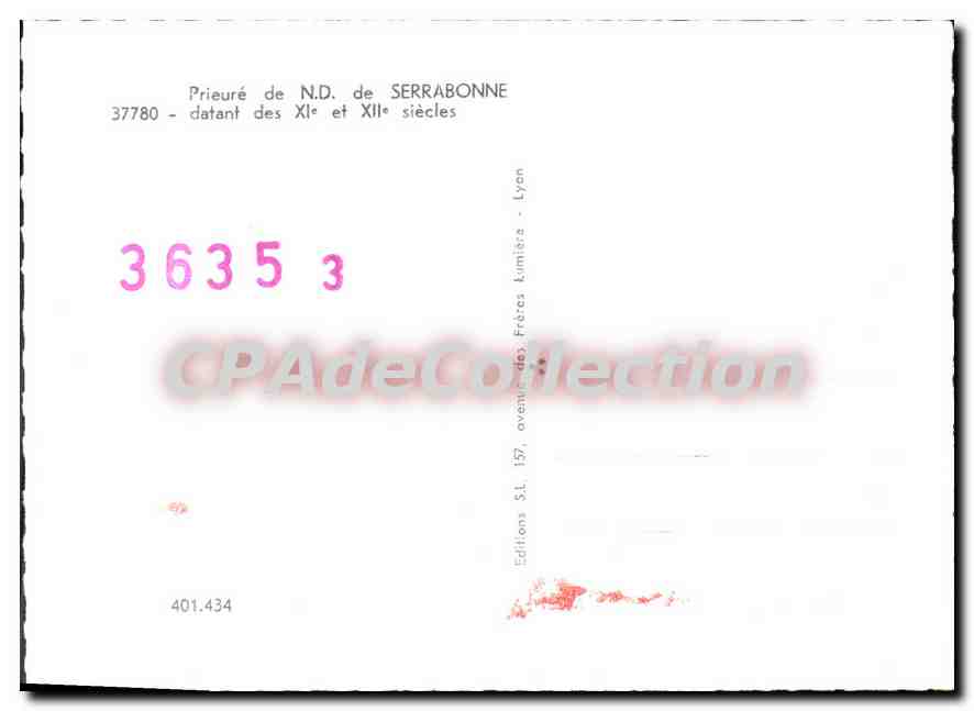 CPM Prieure de ND de Serrabonne — Verso