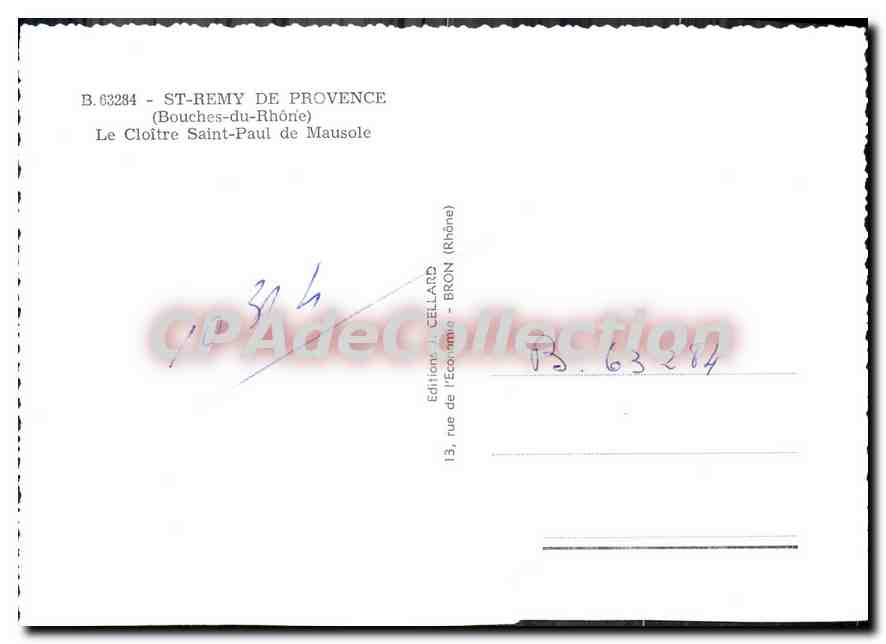CPM St Remy De Provence Le Cloitre Saint Paul de Mausole — Verso