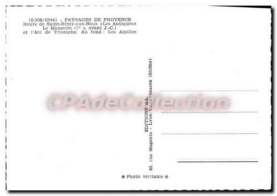 CPM Paysages De Provence Route se Saint Remy Aux Baux Le Mausolee — Verso
