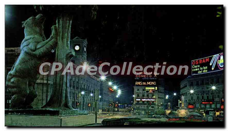 CPM Madrid Puerta del Sol Monumento al Oso et Madrono Aspecto Noctumo