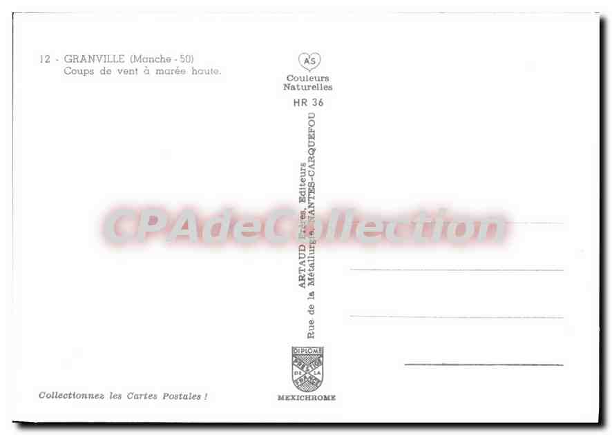 CPM Granville Coups de Vent a Maree Haute — Verso