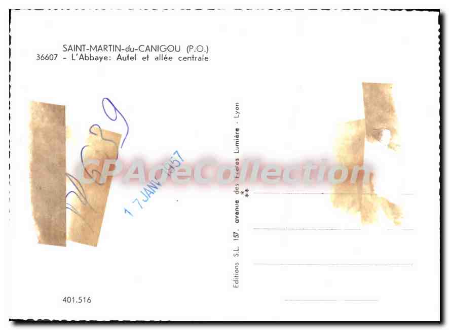 CPM Saint Martin du Canigou L'Abbaye Autel et allee centale — Verso
