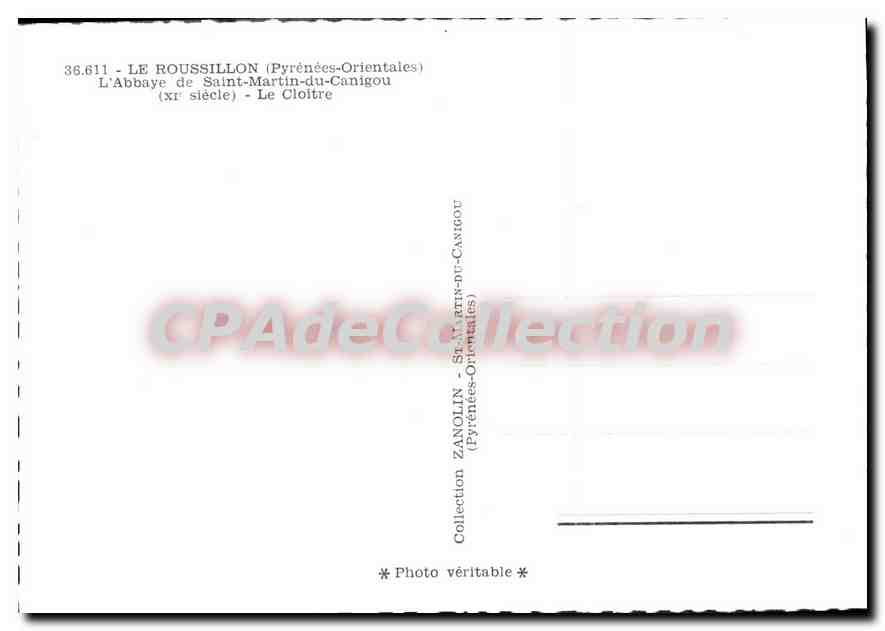CPM Le Roussillon L'Abbaye de Saint Martin du Canigou Le Cloitre — Verso