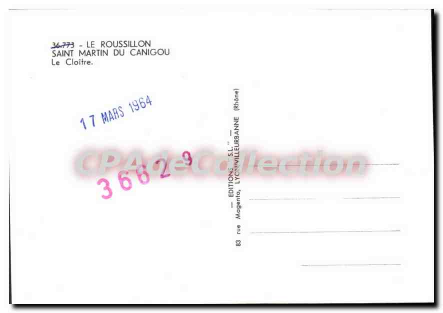 CPM Le Roussillon Abbaye De St Martin Du Canigou Le Cloitre — Rückseite