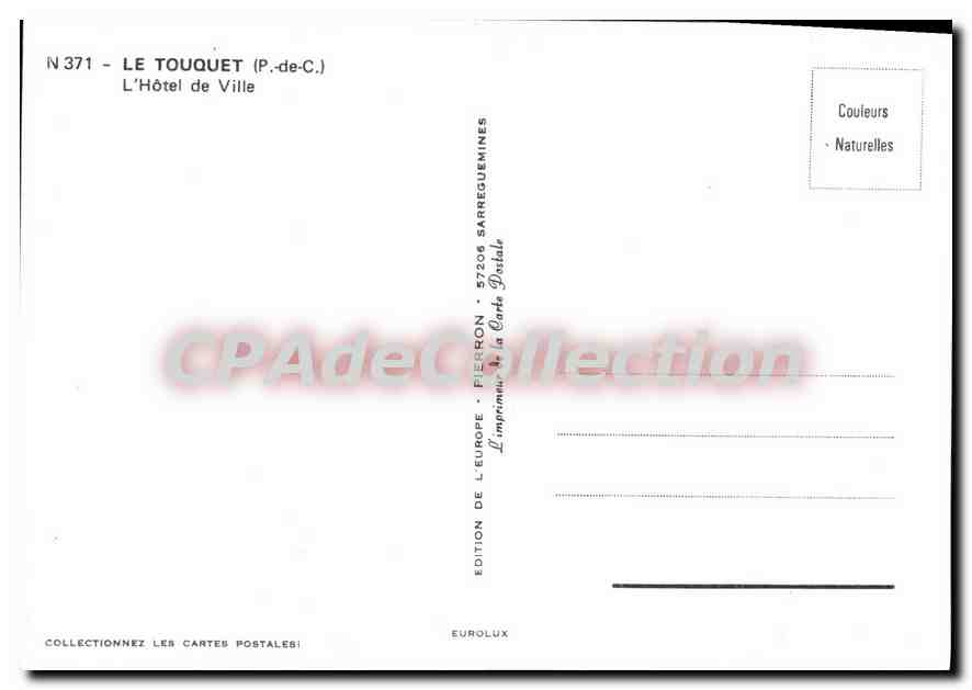 Rathaus — Le Touquet (P.-de-C.) — Édition de l'Europe, Pierron — Rückseite