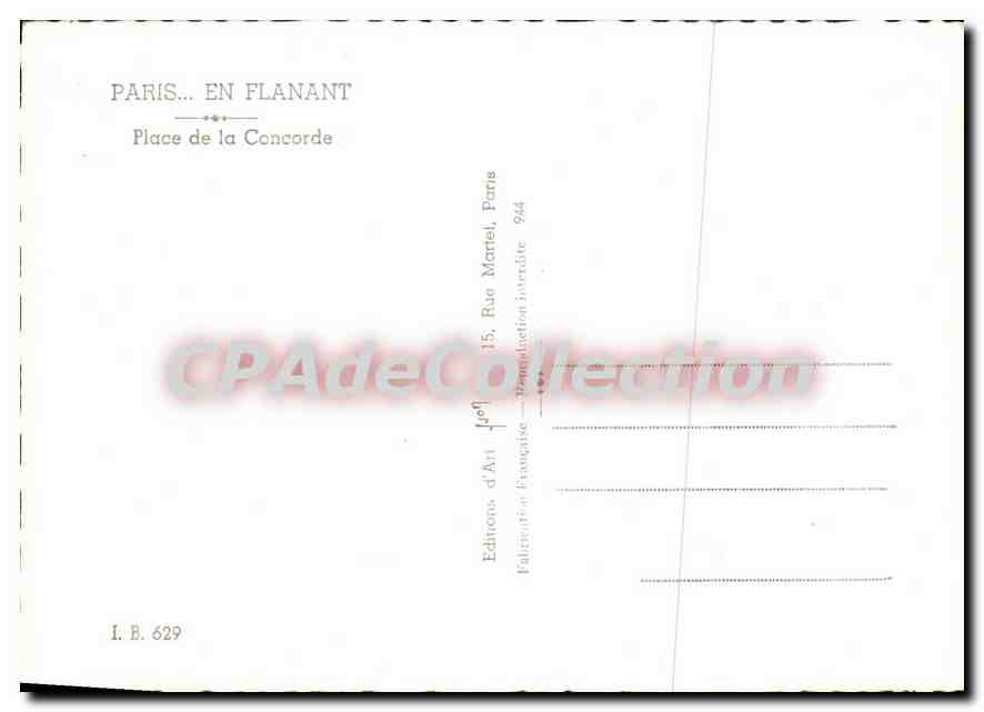 Place de la Concorde — Obélisque et Fontaine — Éditions d'Art Française — Verso