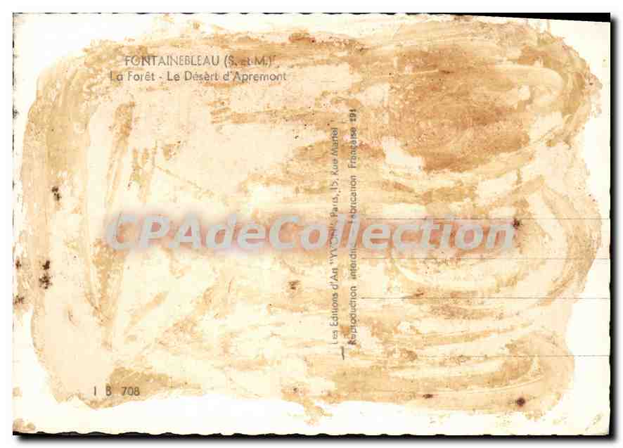 Fontainebleau (S.-et-M.) — La Foresta - Il Deserto di Apremont — Les Éditions d'Art 'W. Cotte', Parigi — Verso