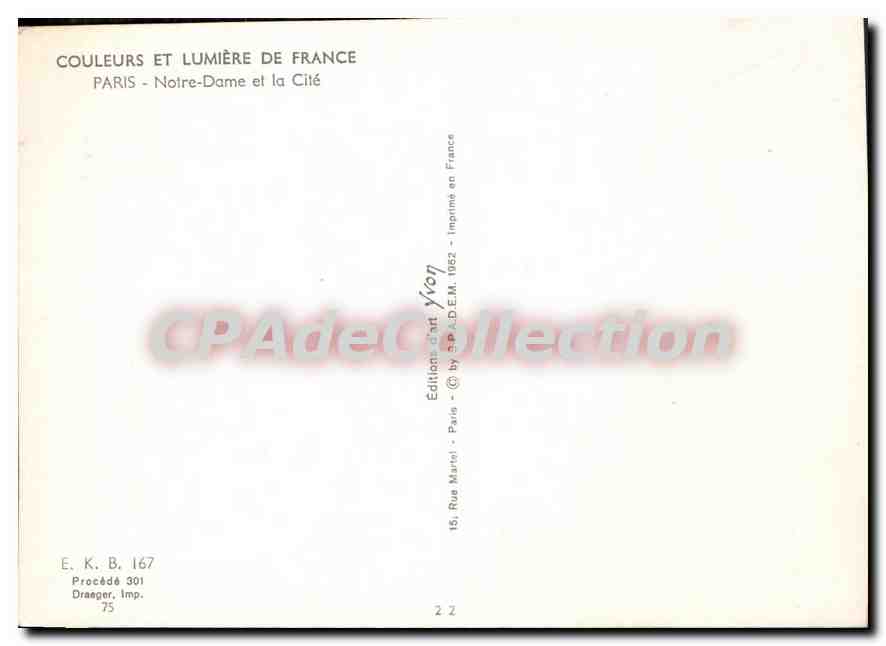 Tarjeta postal semimoderna Colores Y Luz De Francia París Notre Dame Y La Cité — Reverso