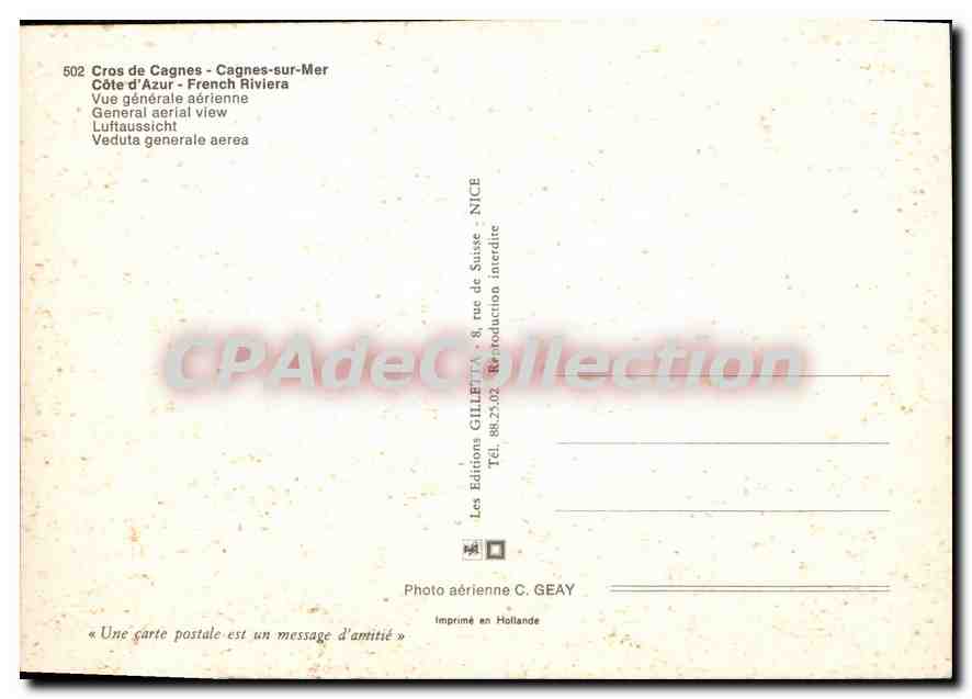 CPSM Cros De Cagnes Sur Mer Vue Generale Aerienne — Reverso