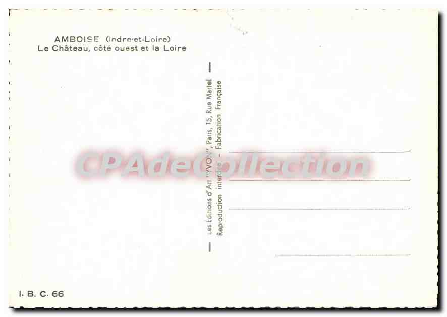 CPSM Amboise Le Chateau Cote Ouest De La Loire — Verso