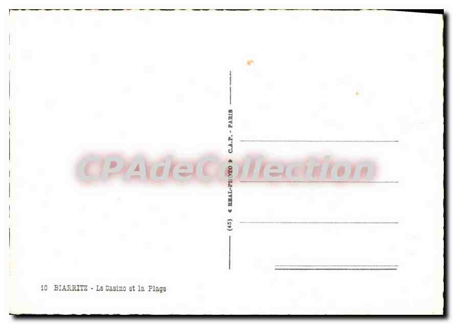 CPSM Biarritz Le Casino Et La Plage — Verso