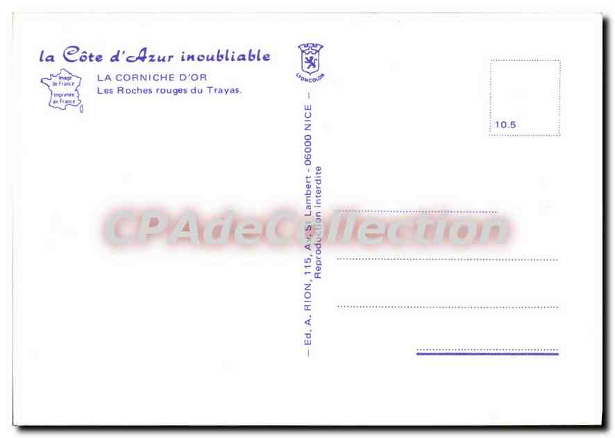 Les Roches rouges du Trayas — La Corniche d'Or — Éd. A. Rion, 115, Av. S. Lambert, 06000 Nice — Verso