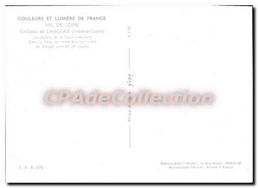 CPSM Les Chateaux De La Loire Langeais — Verso