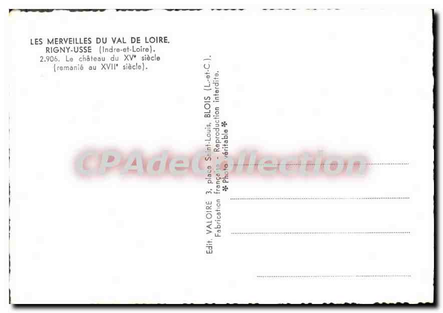 CPSM Merveilles Du Val De Loire Rigny Usse — Verso