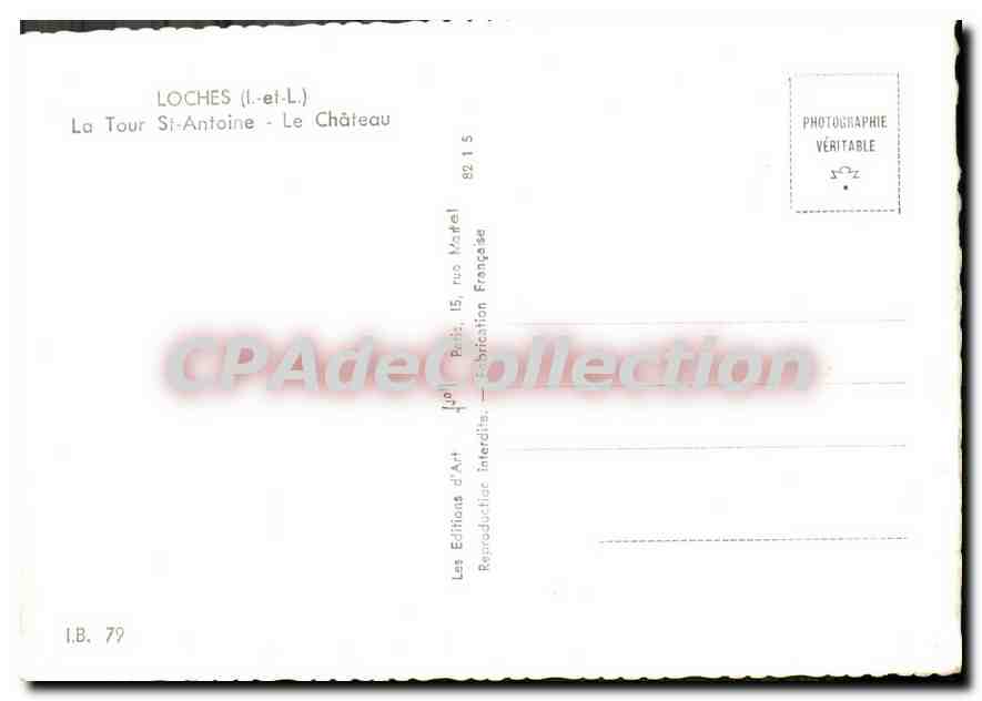 CPSM Loches La Tour St Antoine Le Chateau — Verso
