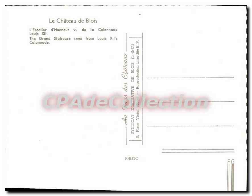 CPSM Le Chateau De Blois — Back