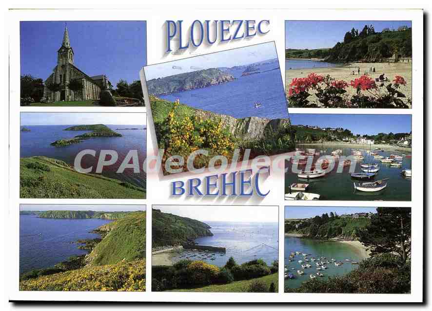 CPSM Plouezec Brehec L'Eglise la Pointe Bilfot et le Port de Brchec