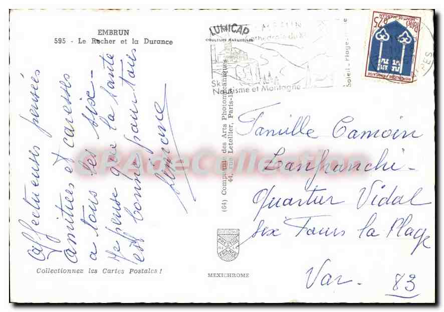 Embrun — Le Rocher et la Durance — Compagnie des Arts Photographiques, Paris — Reverso