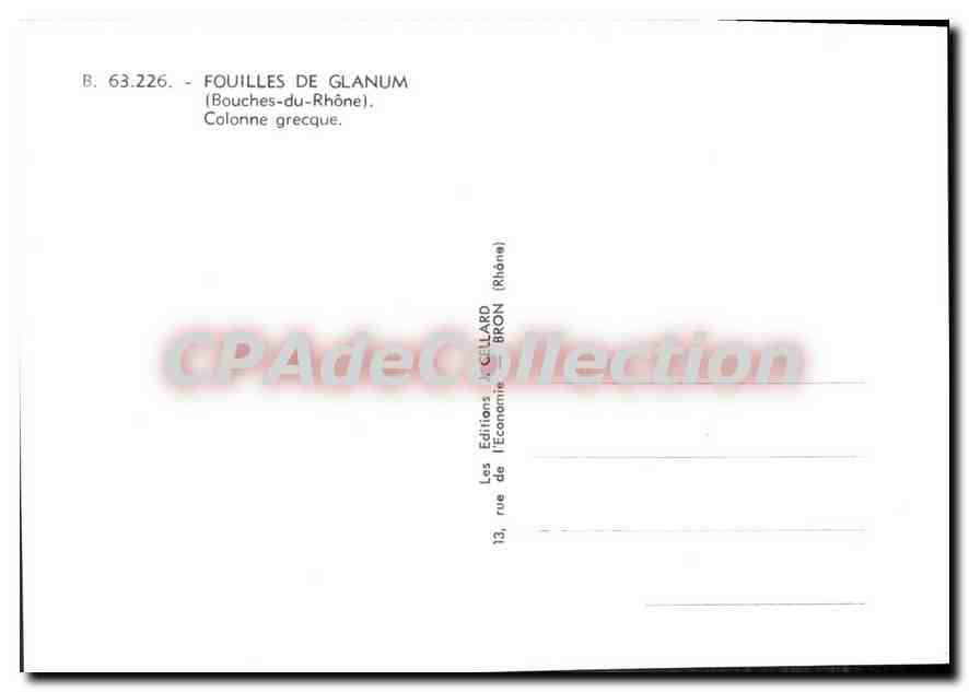 Fouilles de Glanum — Colonne grecque — Les Éditions de l'Économie, Bron (Rhône) — Verso