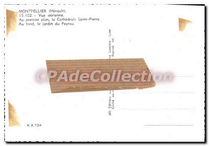 Montpellier (Hérault) — Vue aérienne — Éditions Lumière - Lyon — Verso