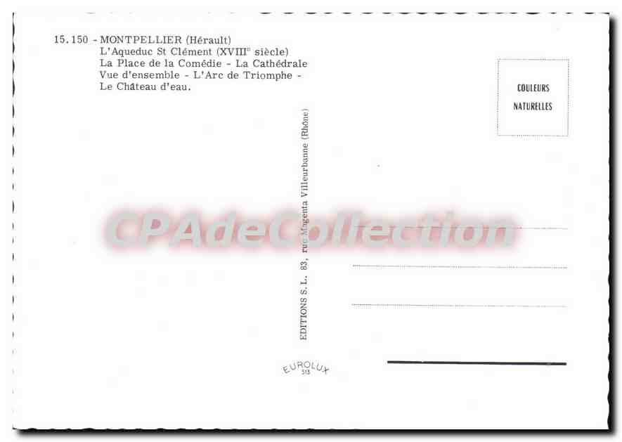 Montpellier — Un bonjour de Montpellier — Éditions Eurolux, n° 15.150 — Reverso