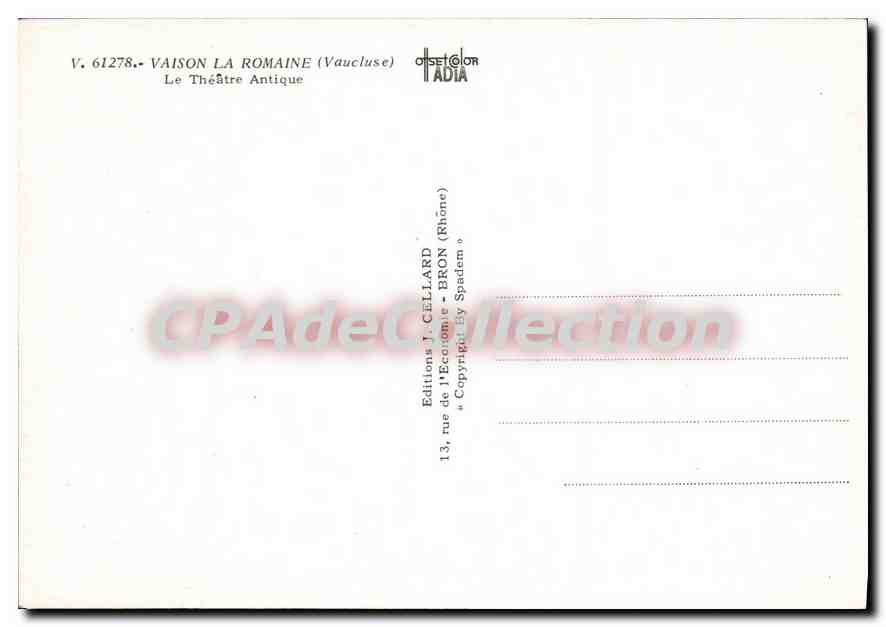 Vaison la Romaine — Le Théâtre Antique — Éditions J. Cellard — Verso