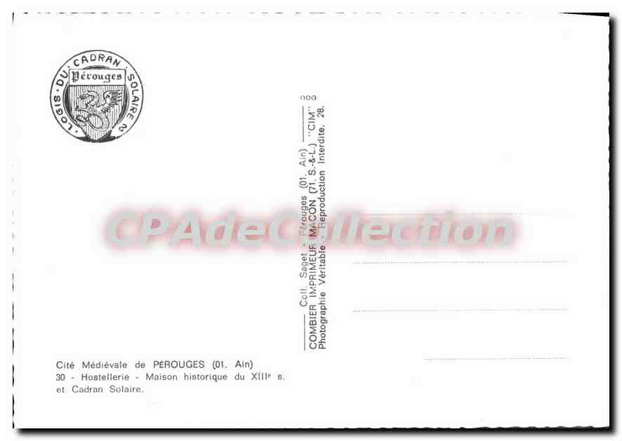 Cité Médiévale de PÉROUGES — Hostellerie et Cadran Solaire — C.I.M. (01, Ain) — Reverso