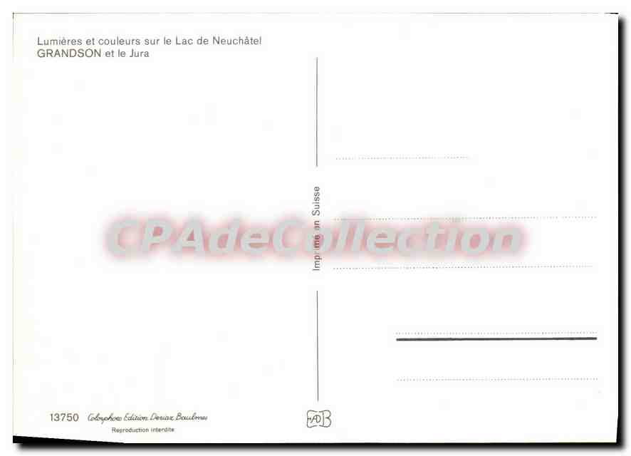 Grandson — Lac de Neuchâtel et le Jura — Édition Deviaz Baulme — Back