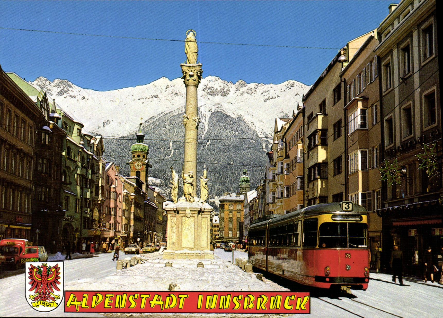 Alpenstadt Innsbruck — Maria-Theresien-Straße avec Annasäule contre la Nordkette — H. Pumèr, Nr. 102