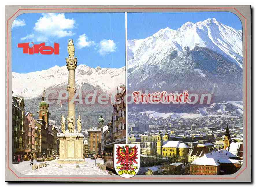 Innsbruck — vue de la Maria-Theresien-Straße avec la colonne de la Vierge et les Alpes — H. Purner, Nr. 122