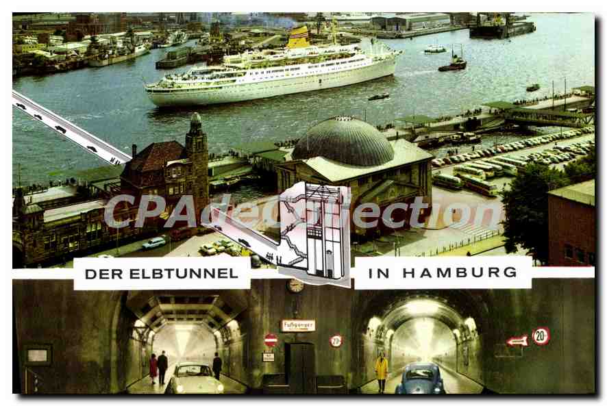 CPSM Hamburg Hafen Querschnitt Und Innenansicht Des Elbtunnels