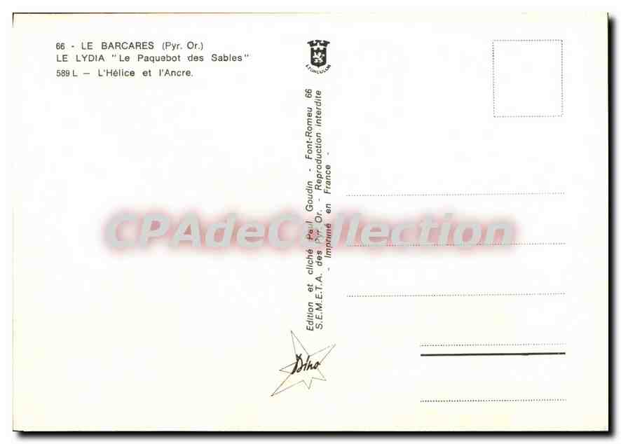 CPSM Le Barcares Le Lydia Le Paquebot Des Sables — Rückseite