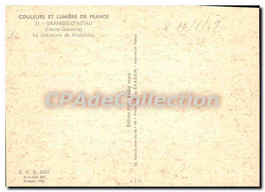La chevelure de Madeleine — Granges-d'Astau (Haute-Garonne) — Éditions d'Art Véron, Paris — Verso