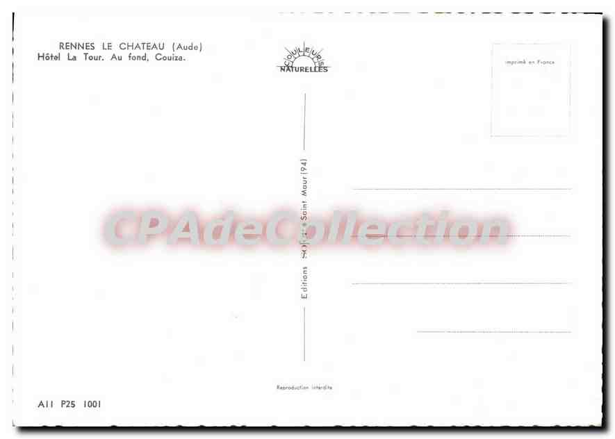 Rennes-le-Château — Hôtel La Tour et Couiza au fond — Éditions Saint Maur (94) — Verso