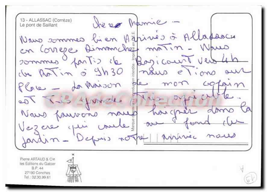 CPSM Allassac Correze Le Pont de Saillant  — Verso