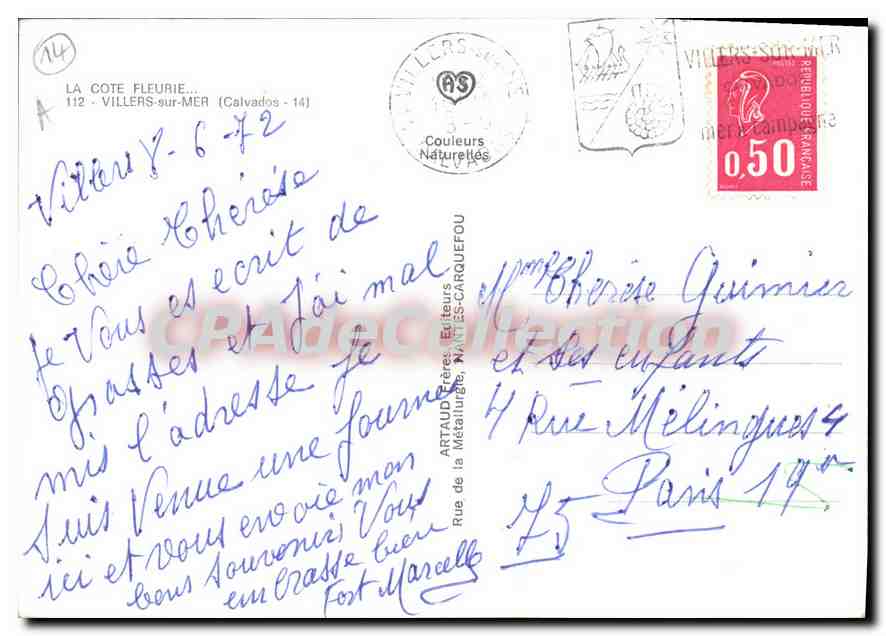Villers-sur-Mer — vue panoramique et sites — éditeur Artaud, n°112 — Verso