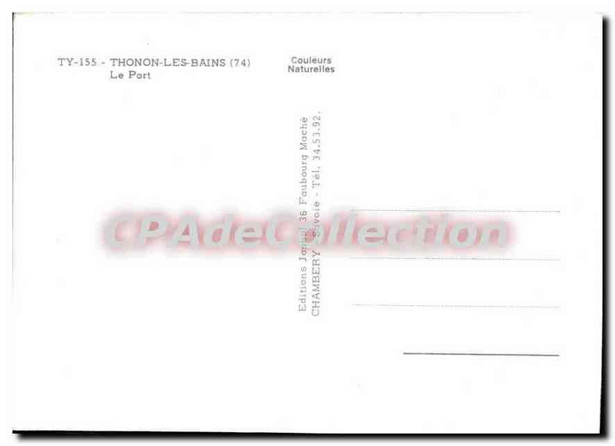 Thonon-les-Bains — Le Port — Éditions Jornel — Rückseite